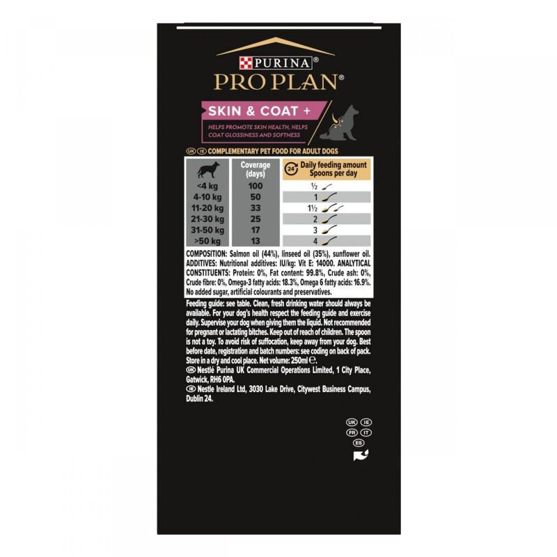 Complément alimentaire Skin & Coat+ pour chien adulte 250mL - PRO PLAN - WSUPDSKIN67