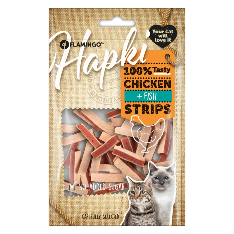 Friandises pour chat Hapki Lanières avec poulet & Poisson 85g - FLAMINGO - FLA502933