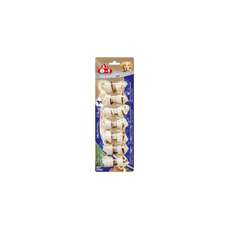 Friandise Os à mâcher delights boeuf XS 7pcs - 8IN1 - TCHG408