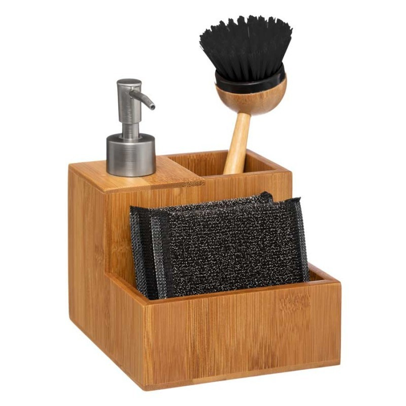 Distributeur Savon + Brosse + Eponge Bambou