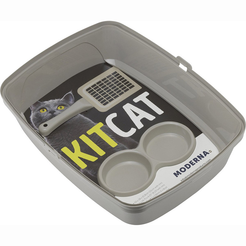 Bac à litière Kitcat large Gris - MODERNA - MOD-AA77GRIS