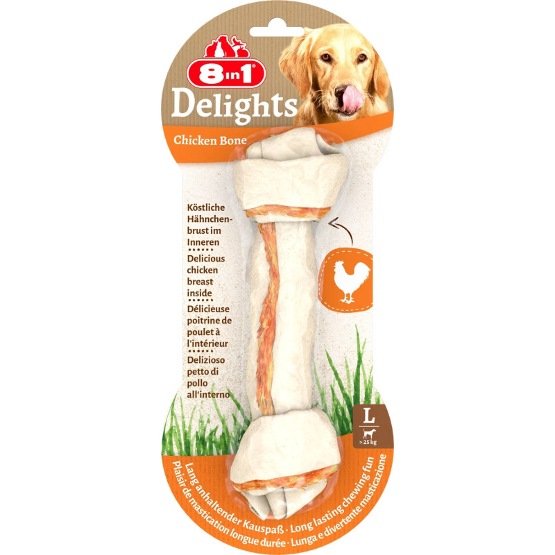 Friandise Os à mâcher delights bone viande nature L - 8IN1 - TCHG401