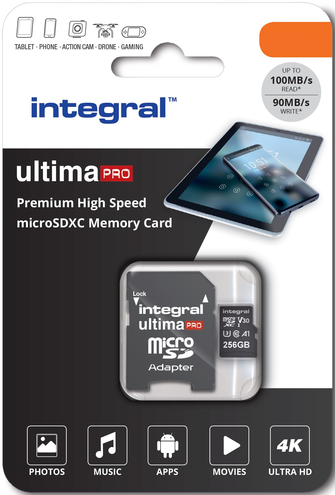 Integral Carte Mémoire 256Go Micro SDXC Premium Haute Vitesse