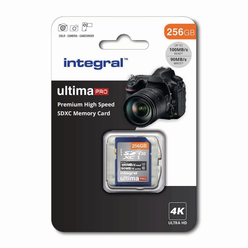 Carte SD/4K 256GB Classe 10 100MB/s Integral