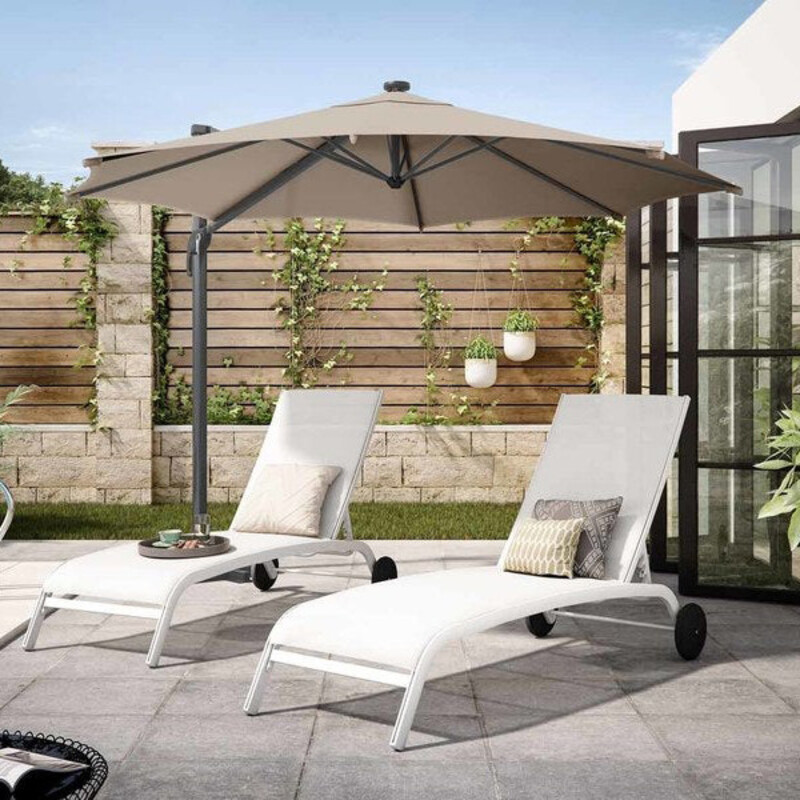 Parasol déporté octogonal AVEA taupe 287 x 287 cm