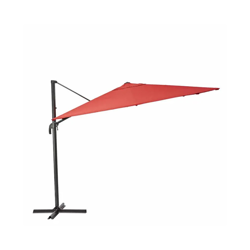 Parasol déporté carré AURA rouge 286 x 286 cm