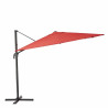 Parasol déporté carré AURA rouge 286 x 286 cm