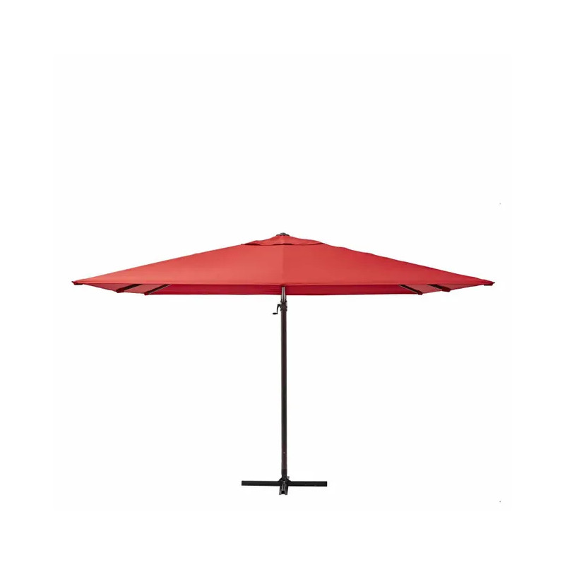 Parasol déporté carré AURA rouge 286 x 286 cm