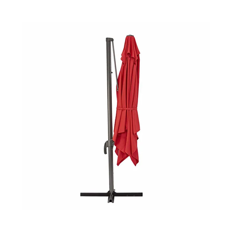 Parasol déporté carré AURA rouge 286 x 286 cm