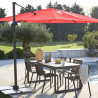Parasol déporté carré AURA rouge 286 x 286 cm