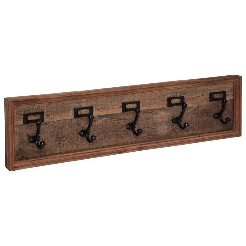 Patère Paolo en bois de manguier 5 crochets 82x20cm - ATMOSPHERA