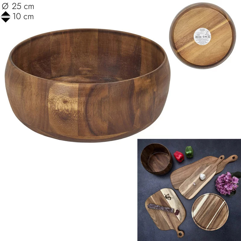 Saladier Acacia 25cm Marron - HOME DECO FACTORY