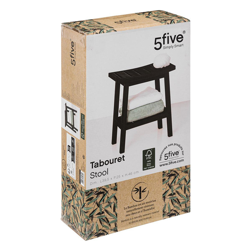 Tabouret de rangement en bambou Noir - 5FIVE SIMPLY SMART