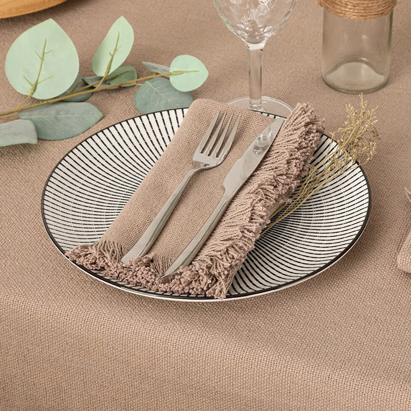 Lot de 2 serviettes de table en coton Maha 40x40cm gris - ATMOSPHERA