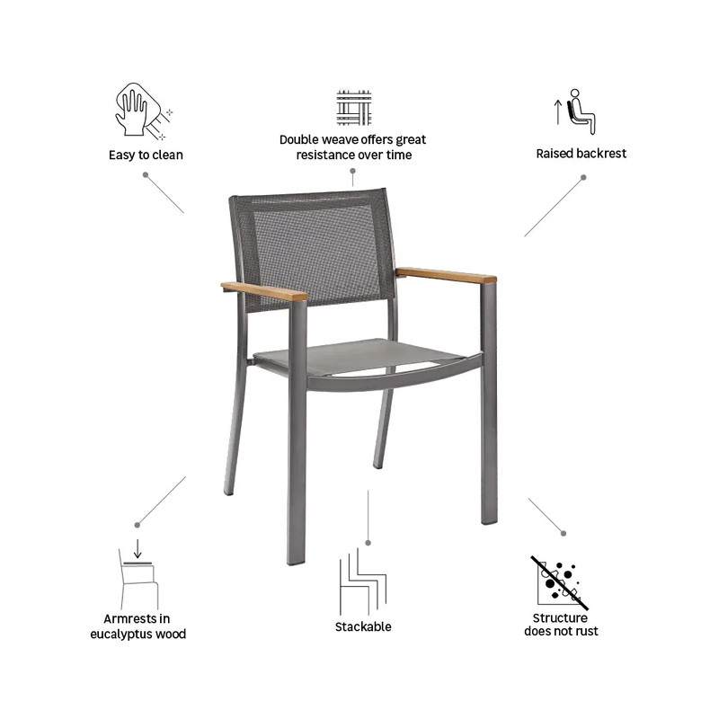 Fauteuil de jardin Oris en aluminium et eucalyptus