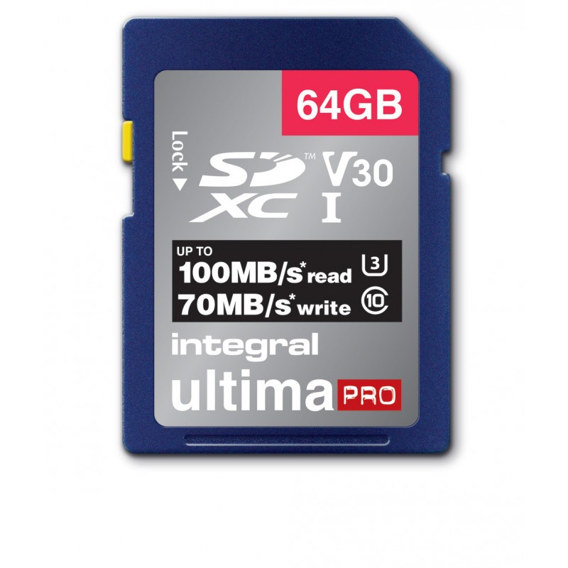 Carte SD 4K 64GB CL10 100MB INTEGRAL 