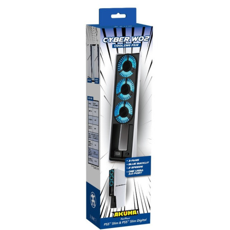 Ventilateur Cyber W02 LED pour PS5 Slim avec port USB Noir/Blanc - AKUMA - AKCYBW02