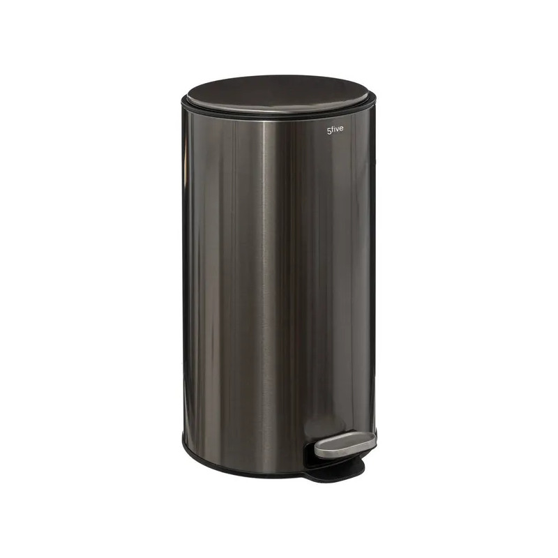 Poubelle ronde à pédale Delta en métal 30L Noir/gris - 5 FIVE SIMPLY SMART