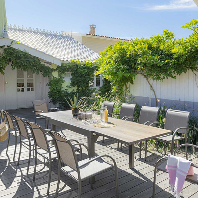 Table de jardin extensible Piazza 10 places houblon/tonka