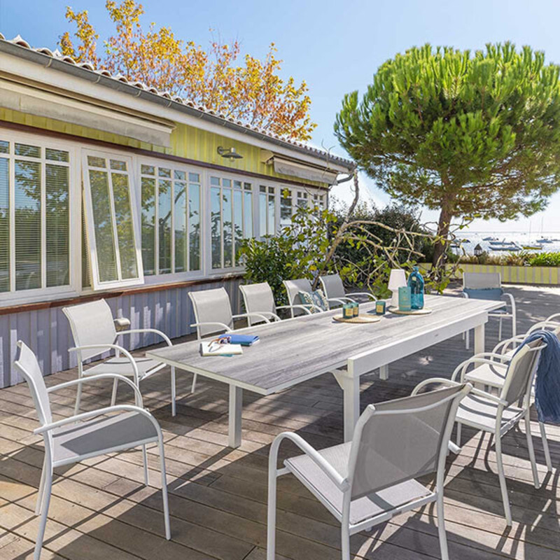 Table de jardin extensible - Piazza - HESPERIDE - Blanc - 12 personnes