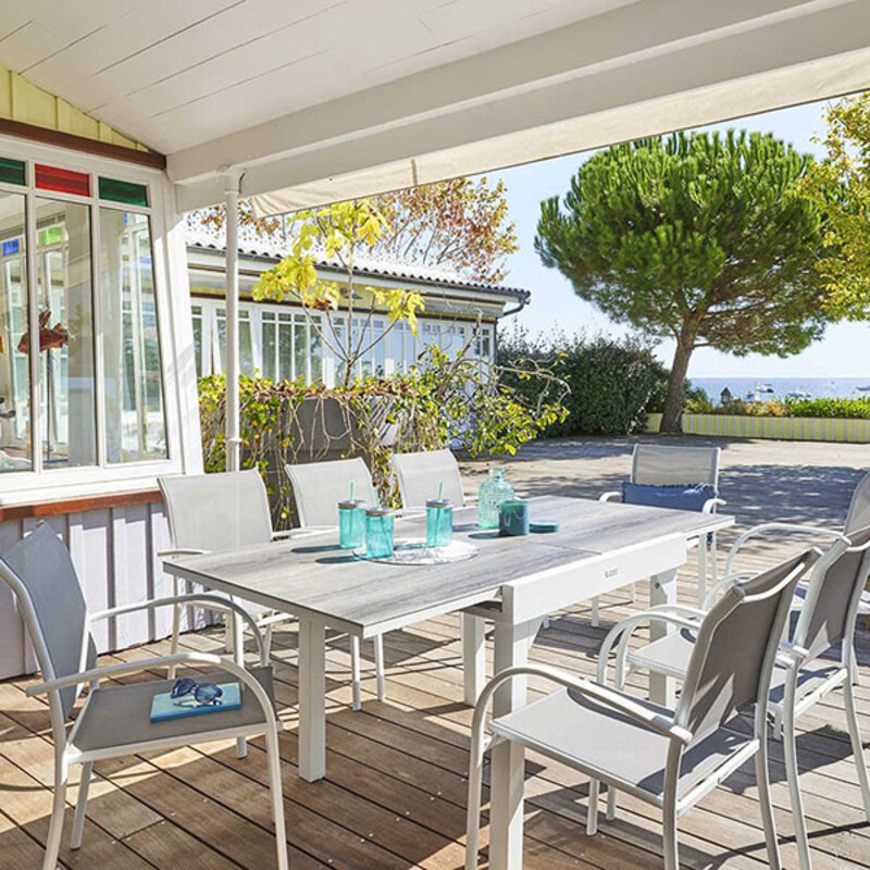 Table de jardin extensible Piazza 8 places gris smoke/blanc