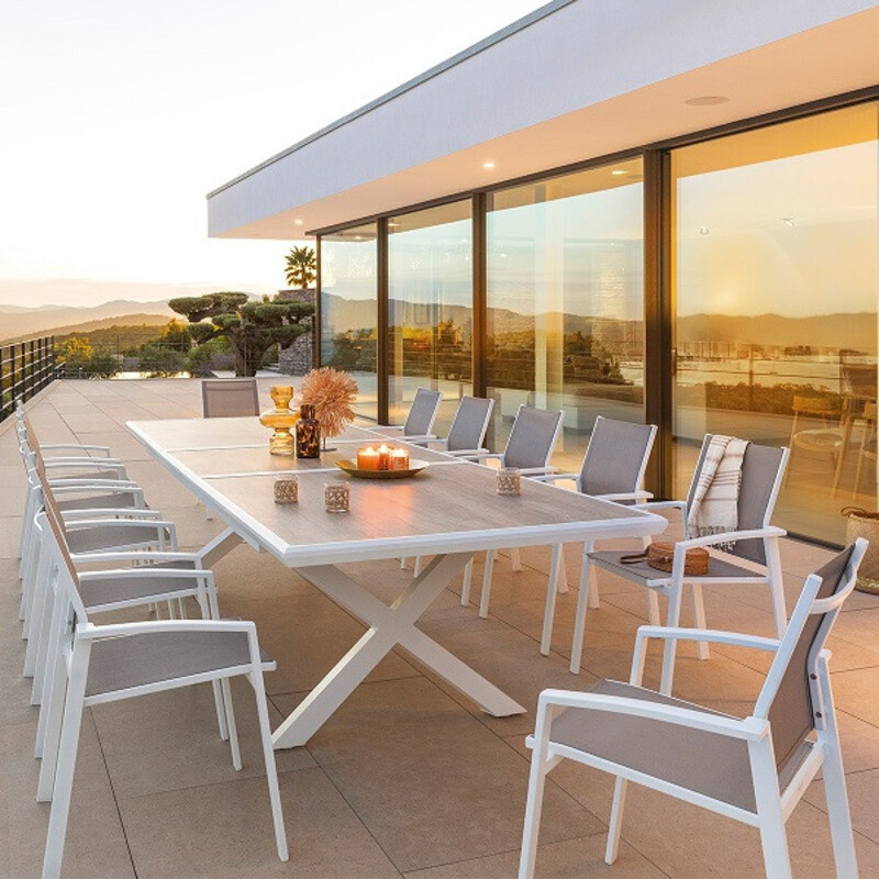Table de jardin extensible - Axiome - HESPERIDE - Blanc - 12 personnes