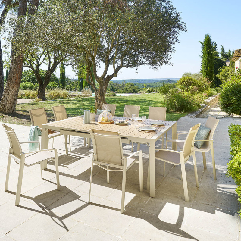Table de jardin extensible - Evasion - HESPERIDE - Blanc - 10 personnes