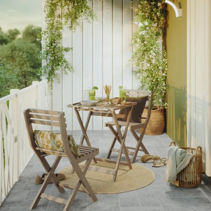 Set pour balcon table et 2 chaises en acacia SOLIS II