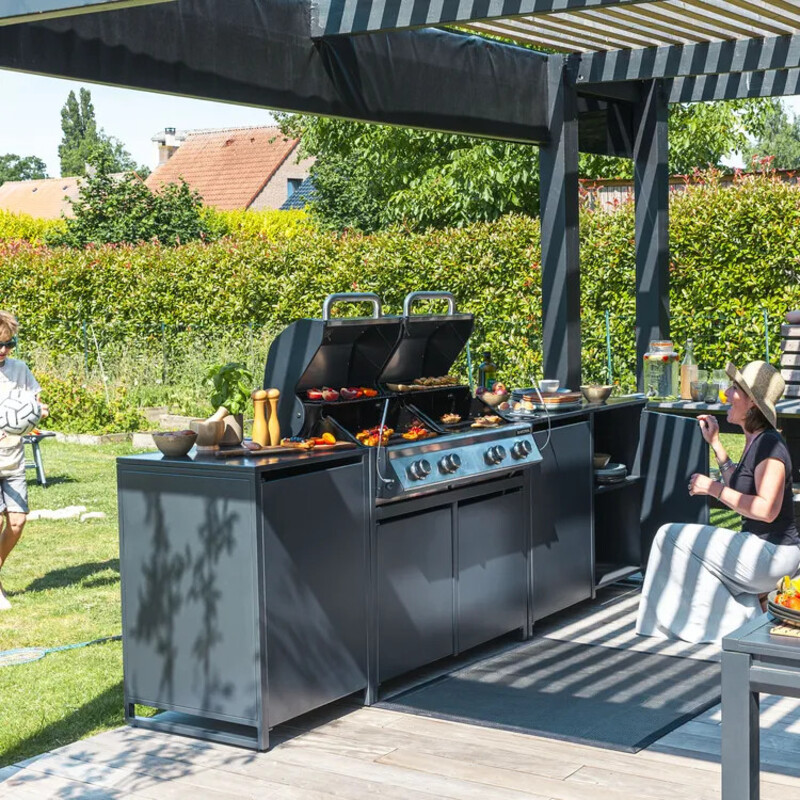 Module barbecue Europa gris argenté 109 x 60 cm