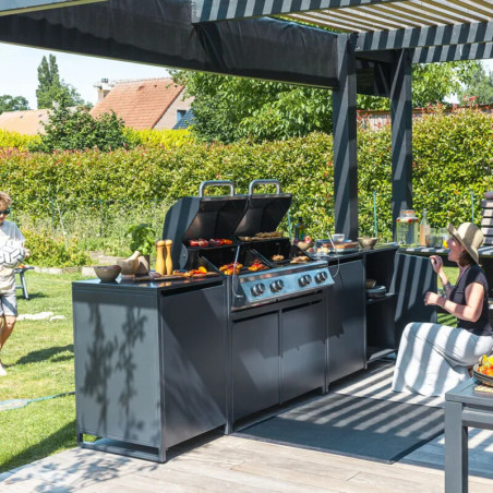 Module barbecue Europa gris argenté 109 x 60 cm