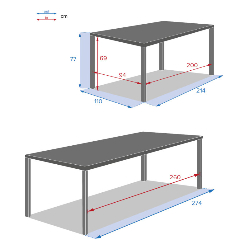 Table de jardin extensible - Evasion - HESPERIDE - Blanc - 10 personnes