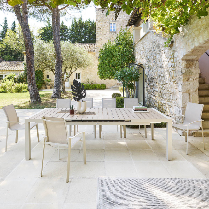 Table de jardin extensible - Evasion - HESPERIDE - Blanc - 10 personnes