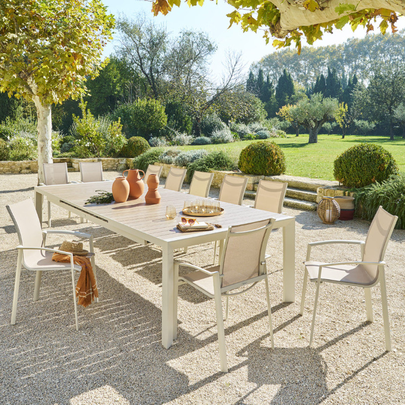 Table de jardin extensible - Evasion - HESPERIDE - Blanc - 14 personnes