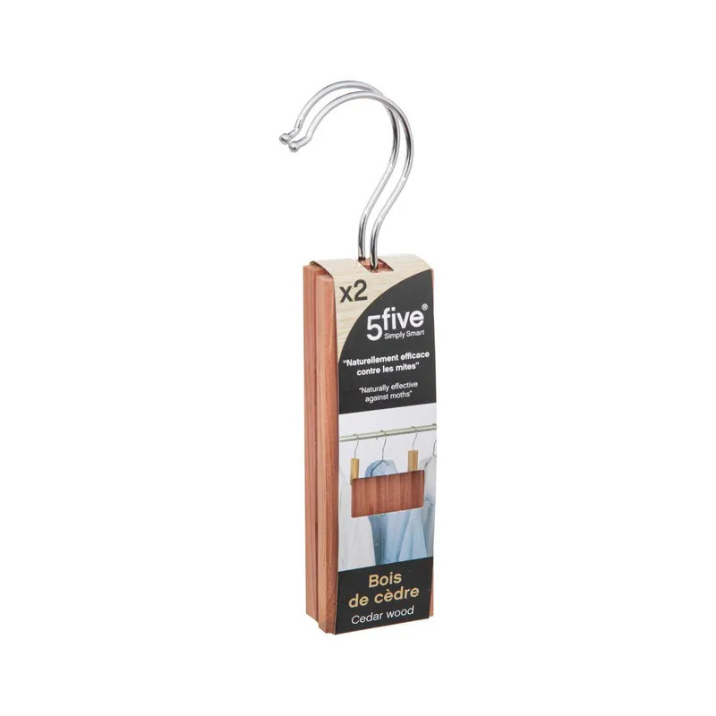 Lot de 2 cintres en cèdre antimite 21cm Naturel - 5FIVE - 119468