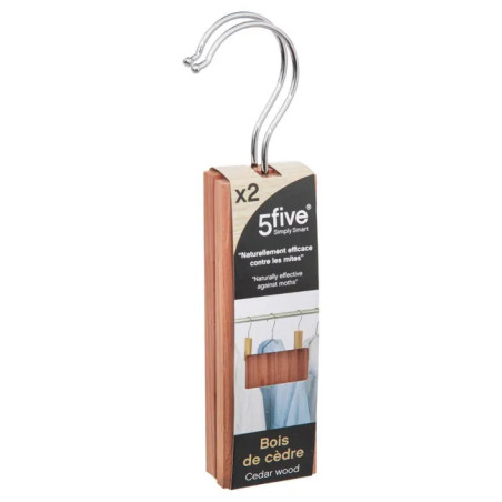 Lot de 2 cintres en cèdre antimite 21cm Naturel - 5FIVE - 119468