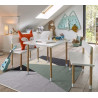 Ensemble table + 2 bancs CELIA en bois clair et blanc