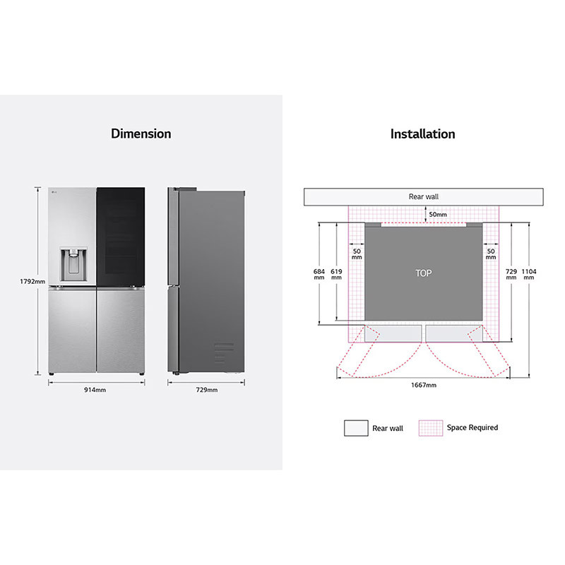 Réfrigérateur side by side 4 portes InstaView 638L Metal Sorbet - LG - GMG960MBJE
