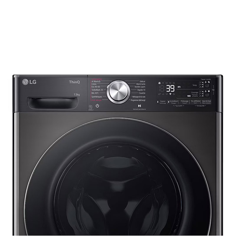 Lave-linge hublot ezDispense Steam 1400tr/min 13kg Noir - LG - F34R92BSTA