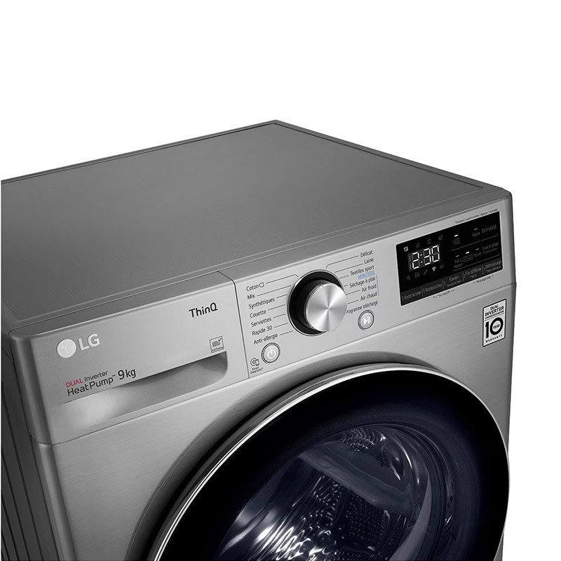 Sèche-linge pompe à chaleur Dual Dry 9kg Inox - LG - RH9V72IXN