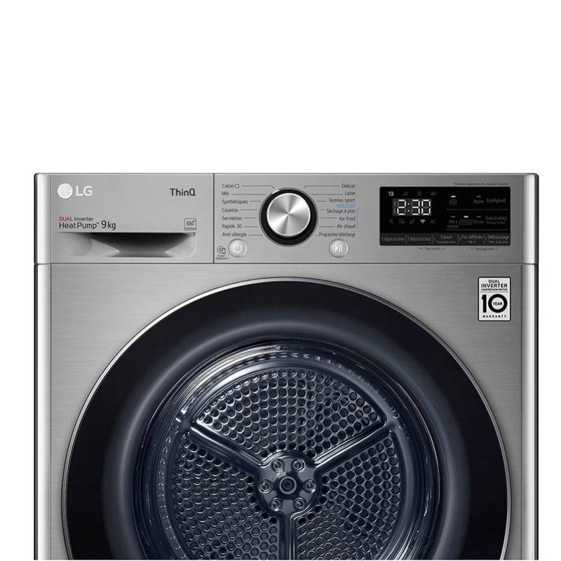 Sèche-linge pompe à chaleur Dual Dry 9kg Inox - LG - RH9V72IXN