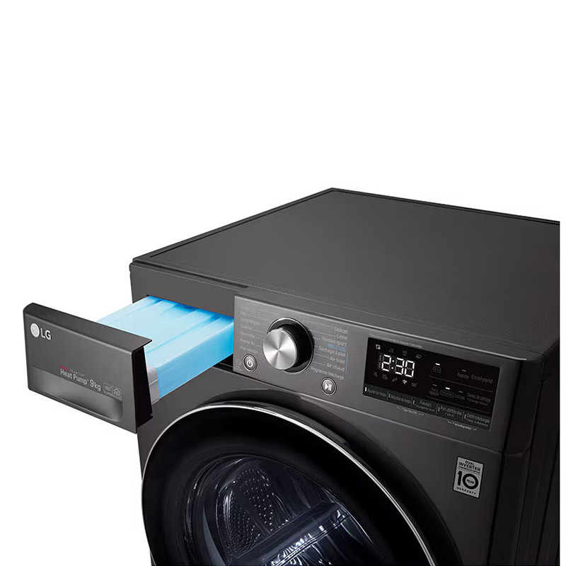 Sèche-linge pompe à chaleur Dual Inverter 9kg Black Steel - LG - RH9V92BS