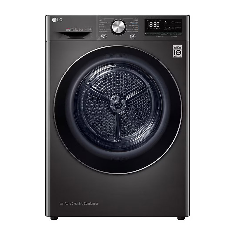 Sèche-linge pompe à chaleur Dual Inverter 9kg Black Steel - LG - RH9V92BS