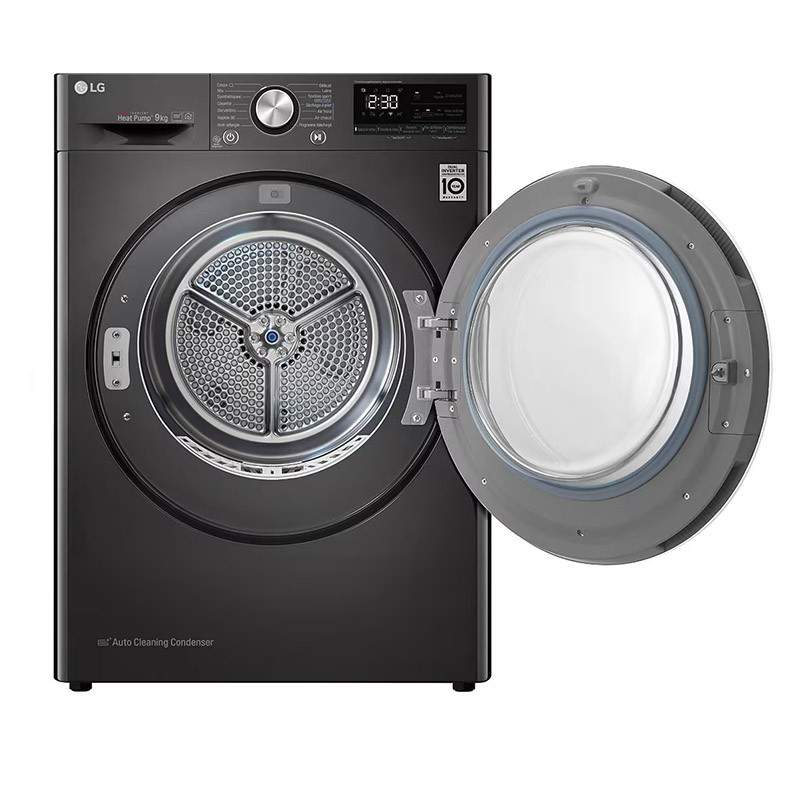 Sèche-linge pompe à chaleur Dual Inverter 9kg Black Steel - LG - RH9V92BS