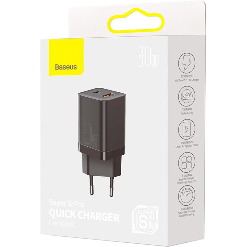 Chargeur Super Si Pro double sortie USB-A/USB 30W Noir - BASEUS - CCSUPP-E01