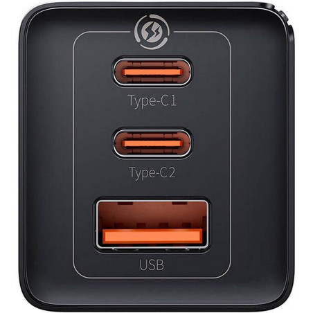 Chargeur rapide GaN5 Pro 2xUSB-C + USB 65W Noir - BASEUS - CCGP120201