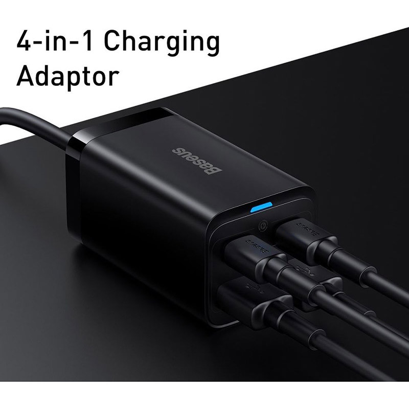 Chargeur secteur GaN3 Pro 2x USB-C + 2x USB 65W Noir - BASEUS - CCGP040101