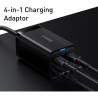 Chargeur secteur GaN3 Pro 2x USB-C + 2x USB 65W Noir - BASEUS - CCGP040101