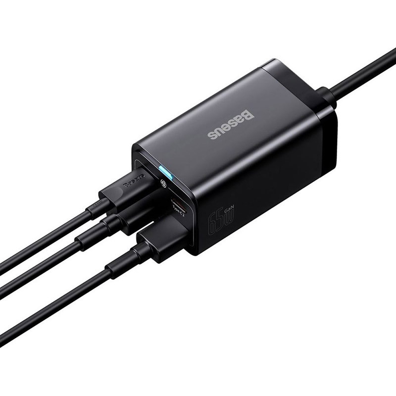 Chargeur secteur GaN3 Pro 2x USB-C + 2x USB 65W Noir - BASEUS - CCGP040101