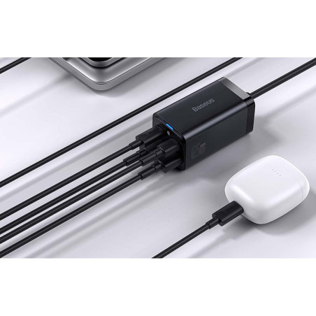 Chargeur secteur GaN3 Pro 2x USB-C + 2x USB 65W Noir - BASEUS - CCGP040101