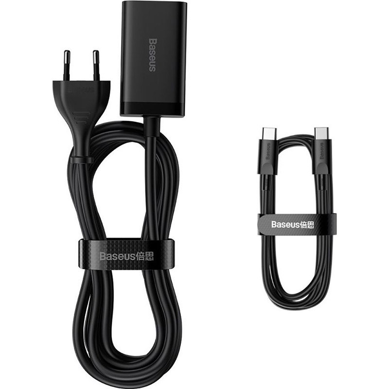Chargeur secteur GaN3 Pro 2x USB-C + 2x USB 65W Noir - BASEUS - CCGP040101